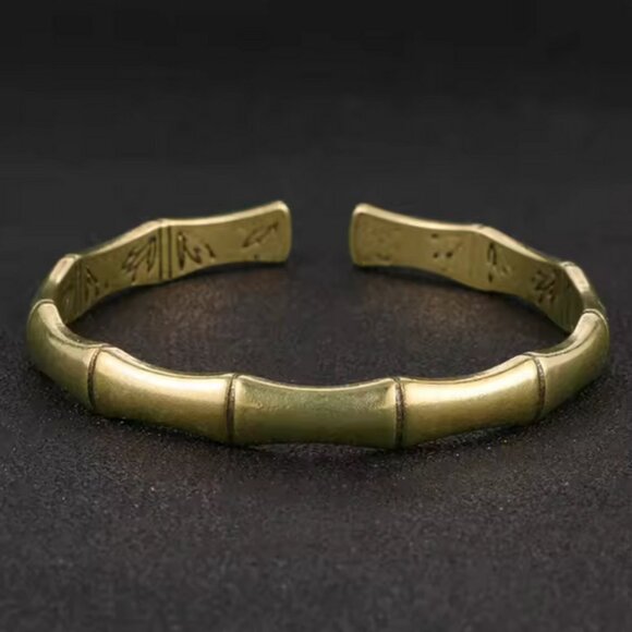 Jewelry - 14K Gold Womens Vintage Bamboo Bangle Cuff Bracelet Ladies 14 K Silver Jewelry